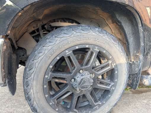 toyota tundra front driver tire view